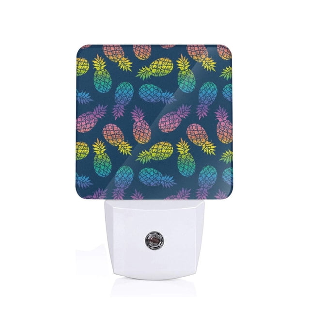Balery Abstract Bright Pineapple Fruit Retro Luz Nocturna LED con Sensor Automático, Enchufe con Sensor Crepuscular, Luz Suave de 0.5W para Dormitorio, Pasillo, Baño-EU
