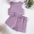 thumbnail image 4 of Cethrio Girls Summer Outfit Sets, Sleeveless Gifts Cotton T-shirts with Shorts Sets Purple Size 6, 4 of 8