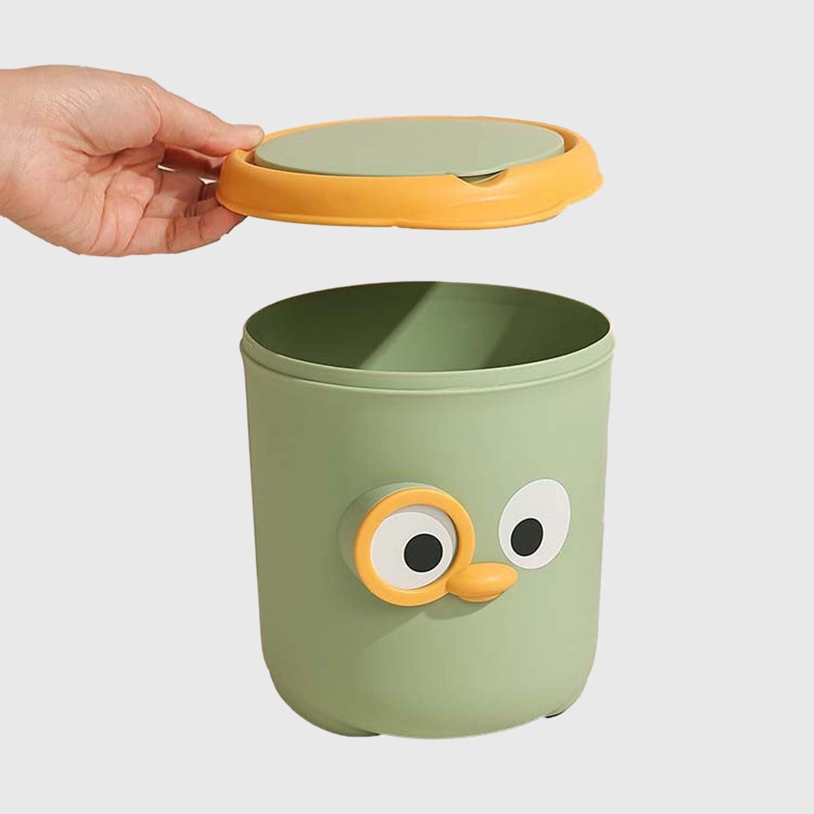 AuroraX Office Trash Can 1 Gallon with Swing Lid Desk-Top Waste Basket Tiny Bedroom Round Kitchen Trash Can -Green
