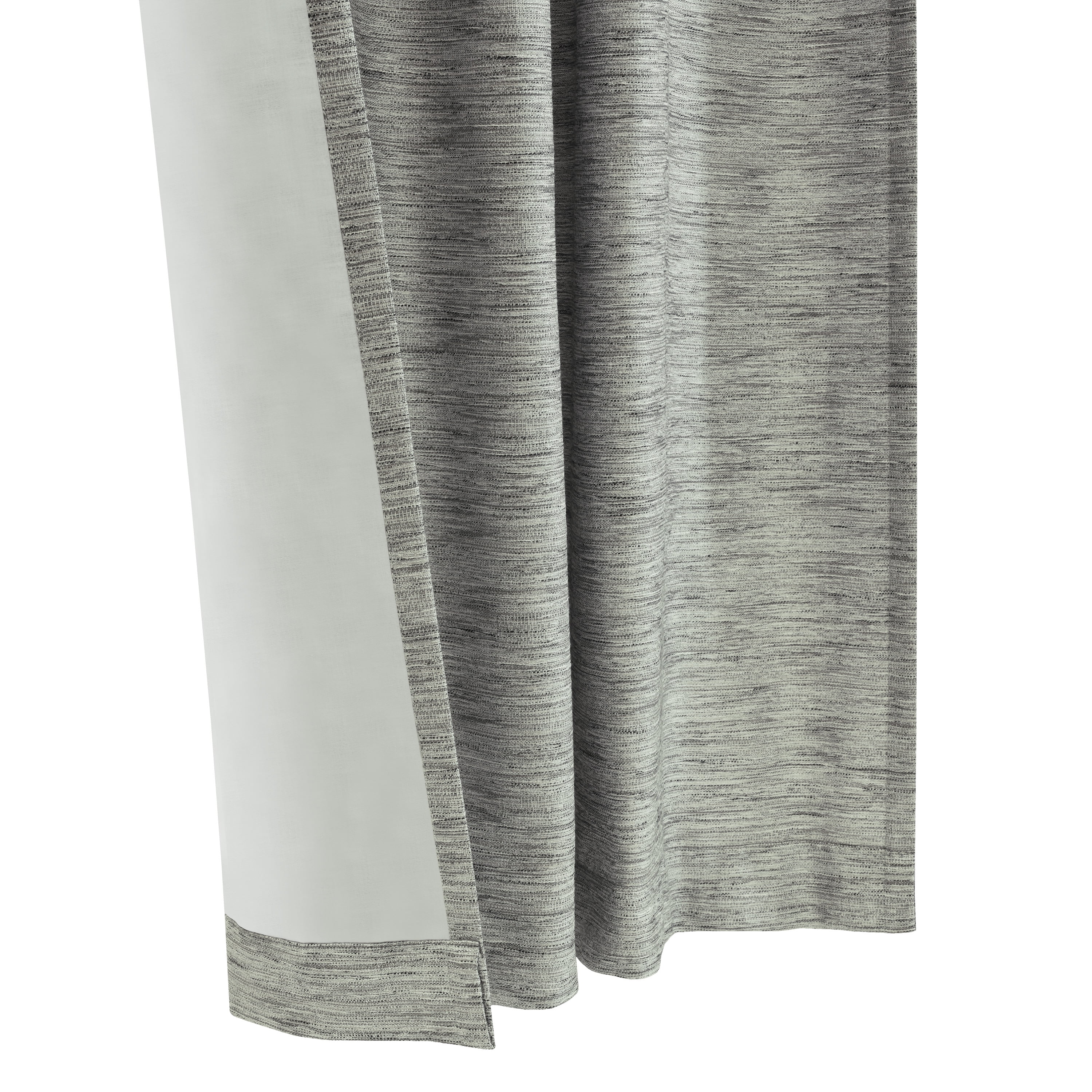 Oshawa Light-Filtering Opulant Textured Monotone Slub Dual Header Curtain Panel 52" x 95" in Grey