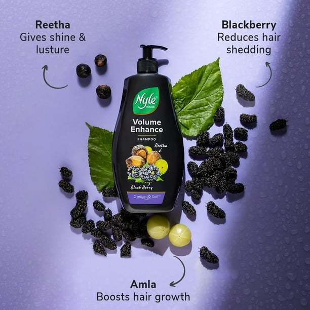 Nyle Naturals Volume Enhance Shampoo, With Blackberry, Reetha And