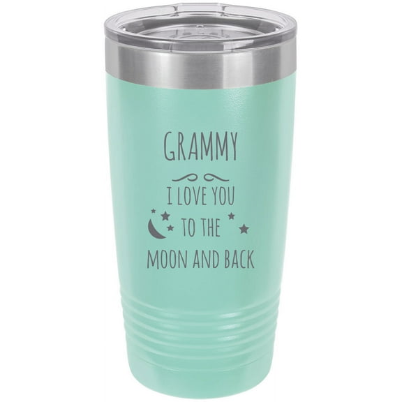 Grammy - I love you to the Moon and Back Stainless Steel Engraved Insulated Tumbler 20 Oz Travel Coffee Mug, Teal