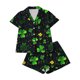 thumbnail image 4 of Blusa de Manga Corta Casual Turndown Botón de Impresión Y Pantalones Cortos para el Verano, Vestido de Poliéster de Moda de las Mujeres, 4 of 6