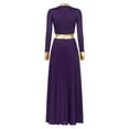thumbnail image 4 of inhzoy Women Loose Full Length Praise Dance Dress Metallic Gold Liturgical Worship Lyrical Dancewear Dark Purple M, 4 of 7