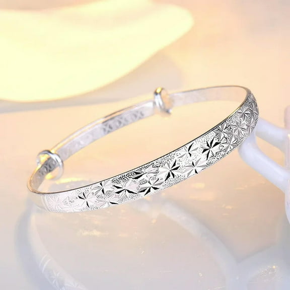 EOEMY 999 Silver Women Noble Cute Bangle Bracelet Fashion Charm Jewelry Wedding Party