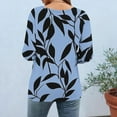 thumbnail image 5 of Women's T-Shirts Plus Size 3/4 Length Sleeve Casual Printed Crewneck Blouse Lightweight Tunic Tops Navy 2XL, 5 of 6
