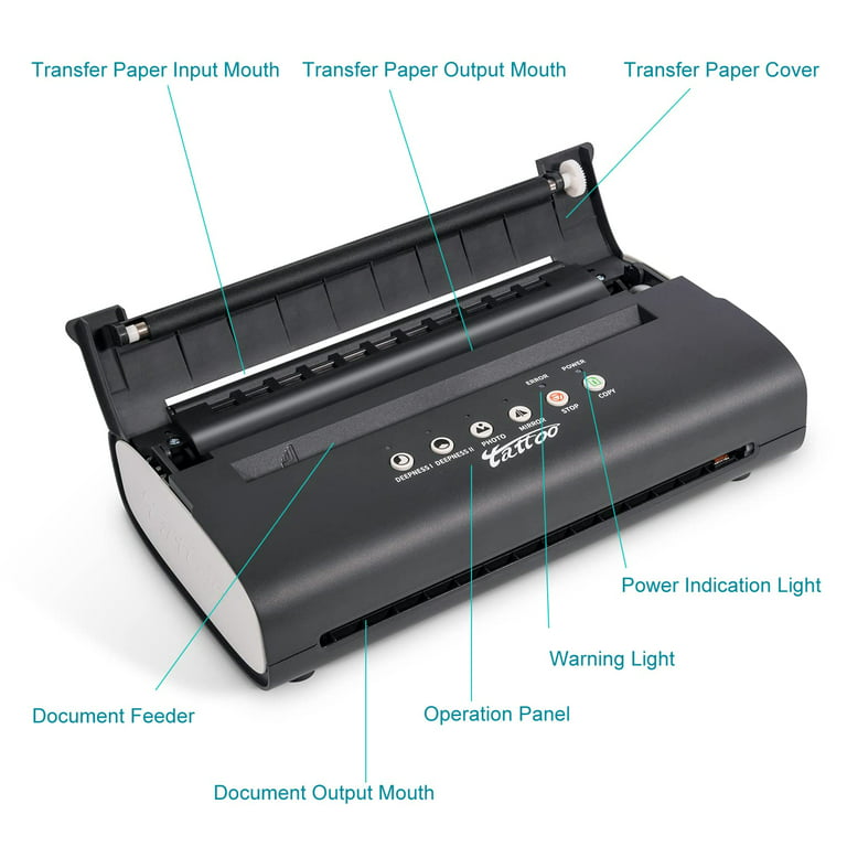 Copiadora térmica Life Basis Tattoo Stencil Transfer Copier Impresora  Máquina de transferencia de tatuajes con 30 hojas de plantillas gratis para