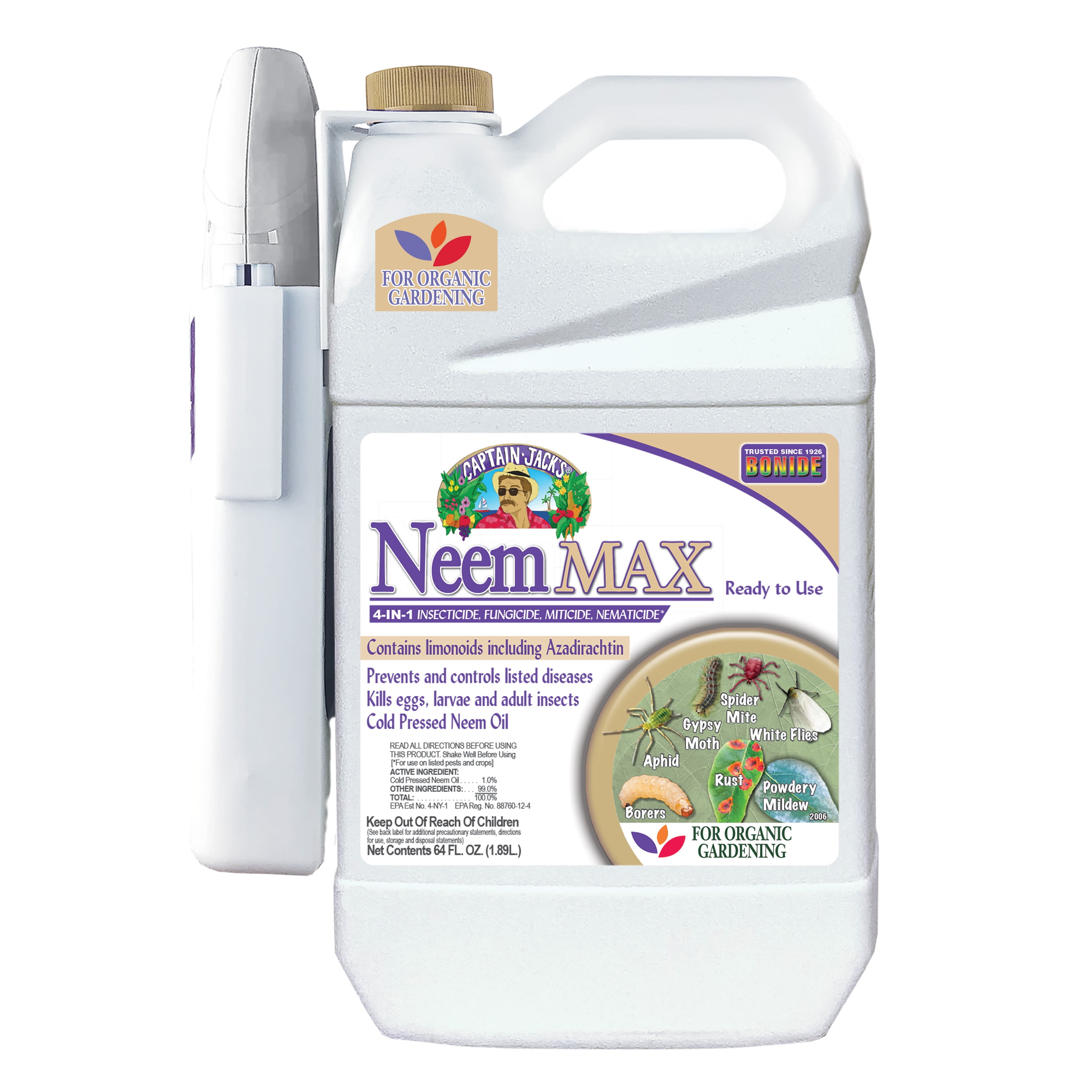 Bonide Captain Jack's Neem Max .5 Gallon Ready to Use, Disease & Insect, Aphid & Mite Killer