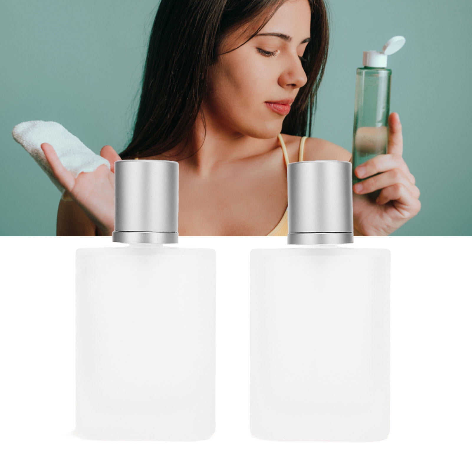 LAZIOEGR 2-Pack 50ml Thick Glass Perfume Spray Bottles – Matte Transparent, Leak‑Proof, Refillable – Ideal for Perfume, Cologne, Makeup Remover, Travel & Outdoor Use