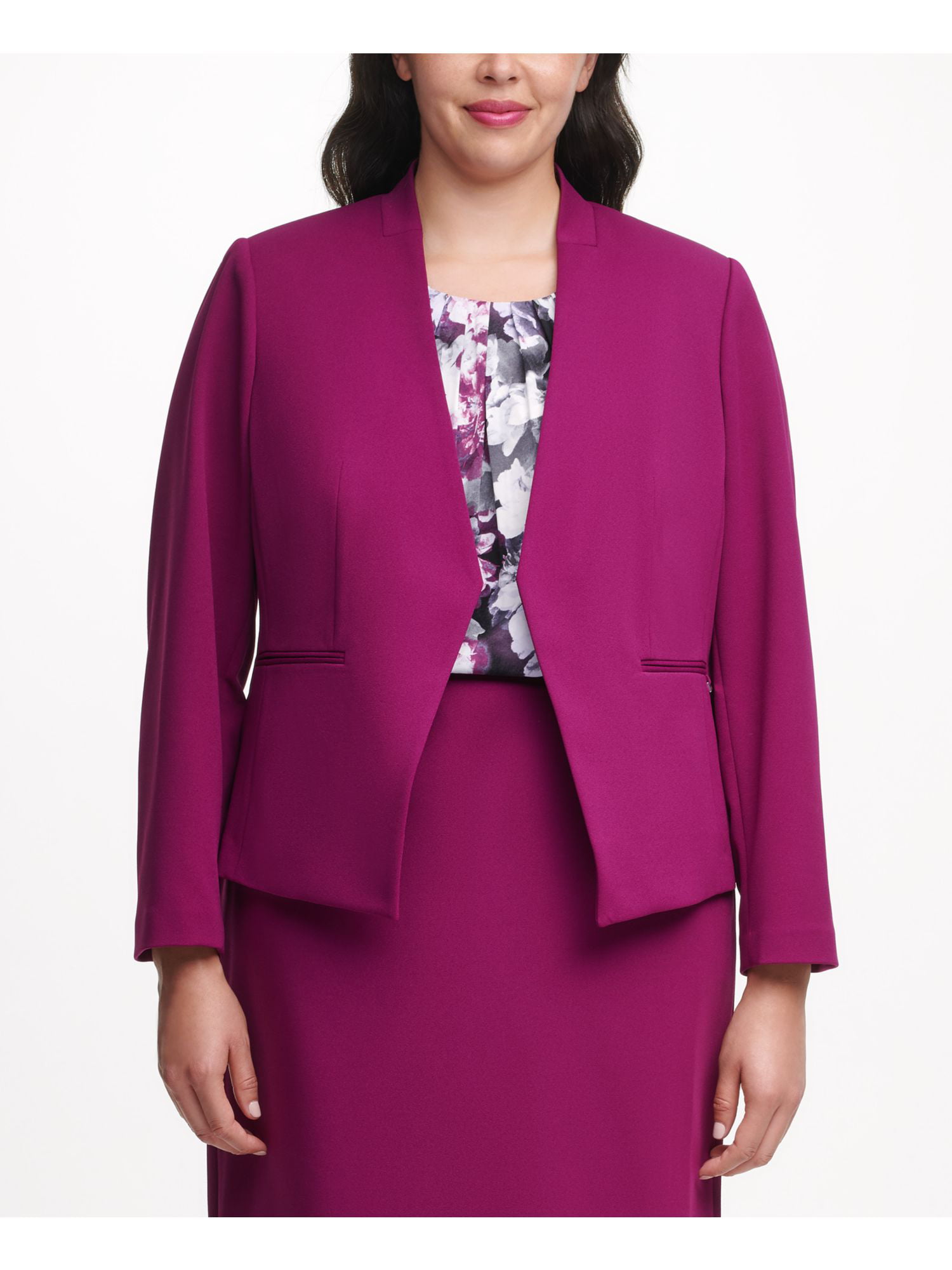 CALVIN KLEIN Womens Purple Asymmetrical Cropped Blazer Jacket Plus Size:  20W 