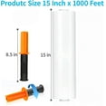 thumbnail image 5 of 2 Pack Hand Stretch Wrap with Two Handles 15 in x 1000 ft Shrink Wrap Roll Plastic Wrap for Moving Packing Clear, 5 of 7