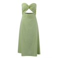 thumbnail image 3 of Sexy Front Strapless Sweetheart Neckline Midi Dresses For Women Smocked Cutout Tube Linen Dress Wedding Guest V Neck Tunic Dress for Women Midi Dress plus Size Women Summer Tunic Dress V Neck Casual, 3 of 4