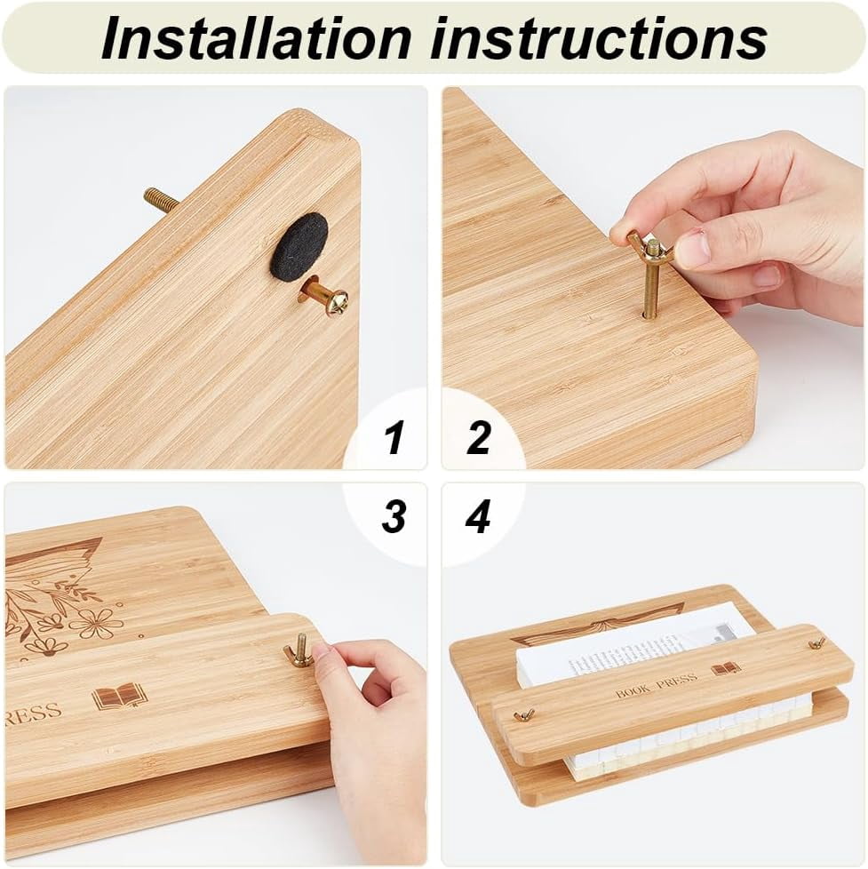 1 Set/6pcs Bookbinding Tools Kit Wood Bookbinding Press Kit Handmade Bookbinding Tools Book Binding Kit with Wood Board Nut Scerw for DIY