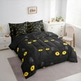 thumbnail image 3 of jejeloiu Cute Animal Cat 7pcs Bedding Comforter Set,Kawaii Kitten Pattern Queen Bedding Sets,Black Gold Queen Sheet Sets For Teens,Beathable Home Decor Reversible, 3 of 8