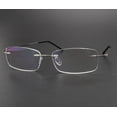 thumbnail image 3 of 3 Pairs of Mens Rimless Rectangle Silver Light Weight Reading Glasses Anti-blue Light Classic Business Readers Flexible Metal Presbyopic Eyeglasses, 3 of 7