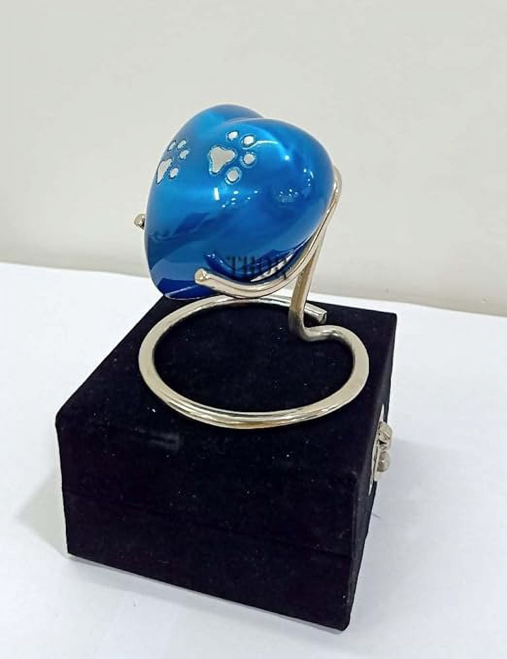 Small Sky Blue Heart Pocket Urn, Memorial Ashes Keepsake pet Mini Urn, Palm Stone, Love Token Cremation Urn for Human Ashes - Small Urn