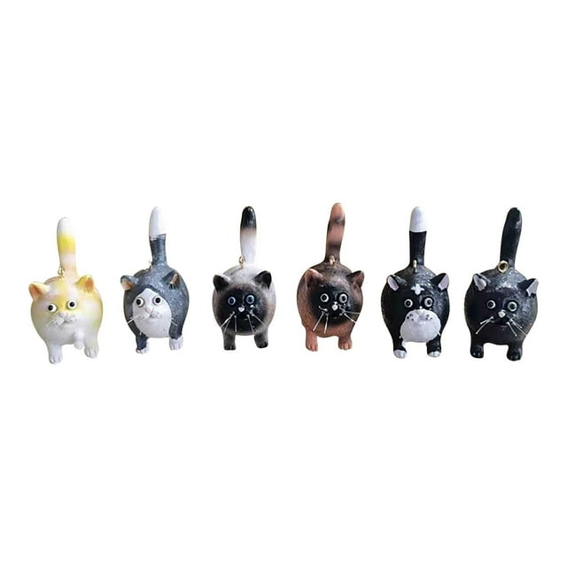 Mini adorno para gatos - decoración navideña pintada a mano de resina con gancho colgante, estatua primitiva y caprichosa de 5 pulgadas para árbol o estantería, elige estilo