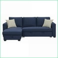 thumbnail image 6 of Navy Blue Reversible Pop-Up Sleeper Sectional – Easy-Assemble 87.5” Wide Contemporary Sofa | Blue | Solid Wood | Square Arms, 6 of 6