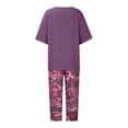 thumbnail image 5 of Summer Hot Saving! ITSUN Outfit for Women Print Crewneck Short Sleeve Pullover Shirt Tops Pants Trousers Set Purple S, 5 of 5