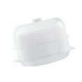 thumbnail image 3 of Vaporera redonda para microondas, utensilios de cocina, olla de cocina, tapa transparente, plato, contenedor de comida para pescado, verduras caseras, , doble perfecl Vaporizador de microondas, 3 of 8