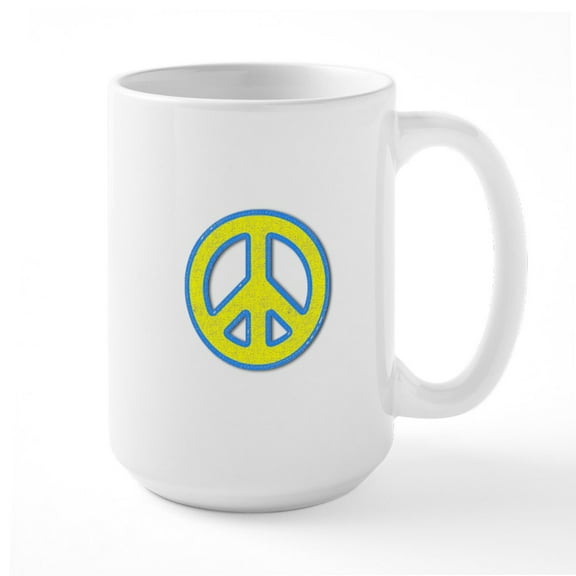 CafePress - Ukraine Flag Ukrainian Pride Peace Symbol Nat Mugs - 15 oz Ceramic Large White Novelty Mug