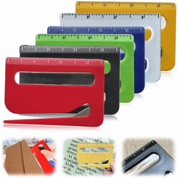 LQQBOX 6 Pcs Letter Opener，Letter Opener Envelope Slitter with Concealed Blade, Scale and Magnifying Glass，Suitable for Office Workers and Students to Open Envelopes