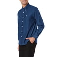 thumbnail image 4 of CAMISAS DE CUADRO DE MANGA LARGA DE AJUSTE REGULAR PARA HOMBRES CON BOLSILLOS AZUL S, 4 of 5