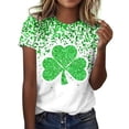 thumbnail image 1 of FAIWAD T-Shirts pour Femmes Grande Taille Jour de la Saint-Patrick Chemise Verte Décontractée Col Rond Trèfle Graphique, 1 of 1