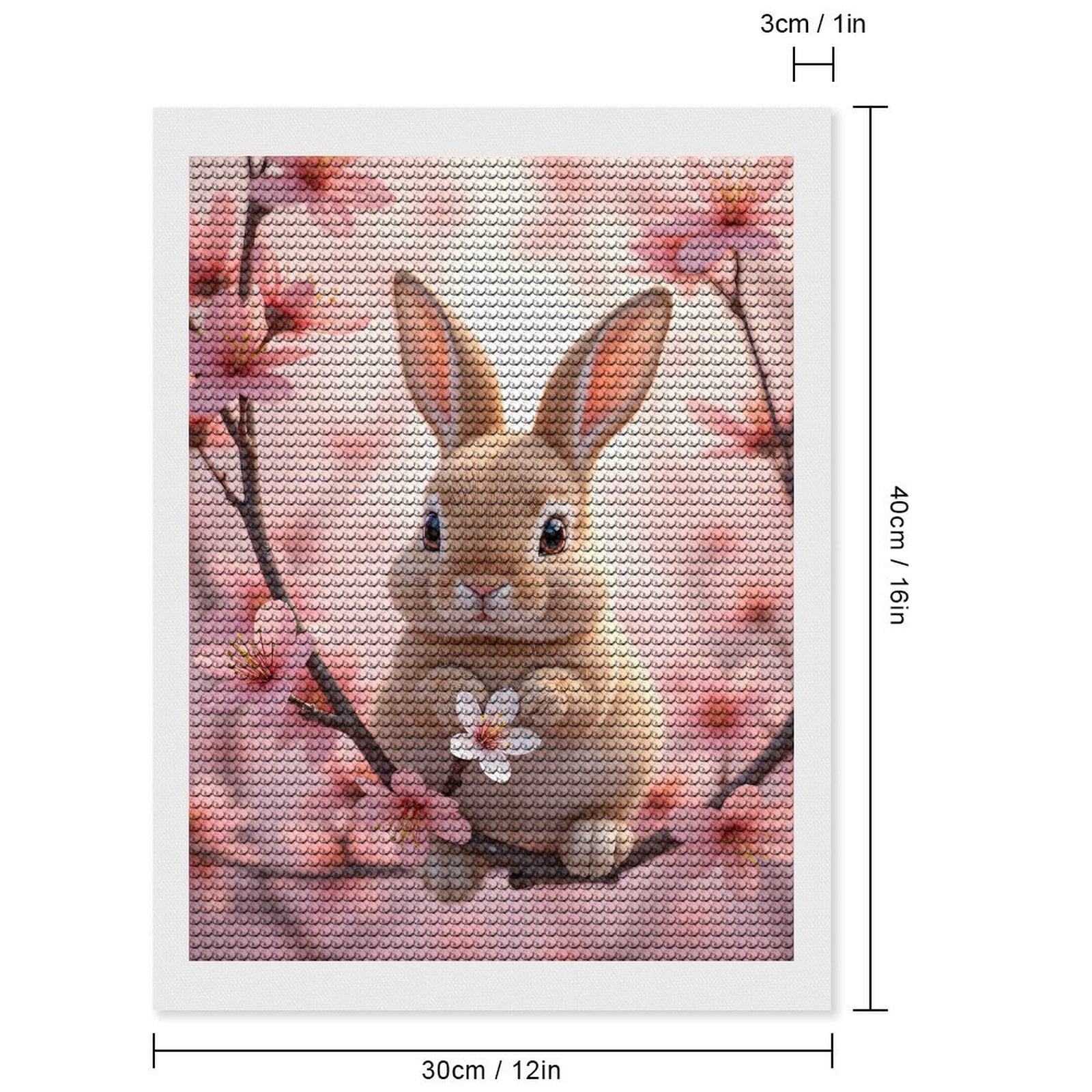 Diamond Art Kits for Adults, Bunny Blossom Spring Branch Pink Flowers 5D Diamond Painting Kits for Adults Beginners, DIY Full Drill Diamond Painting, Gem Art and Crafts 12x16