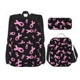 thumbnail image 1 of Balery Breast Cancer Awareness Mochila escolar 3 en 1 para niños: mochila resistente con lonchera térmica y estuche para lápices. Mochila escolar para niños y niñas., 1 of 7