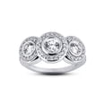 thumbnail image 2 of Three Stone Halo Bridal Set Stackable Engagement Rings 2 Ct Diamond 14K White Gold Over, 2 of 2