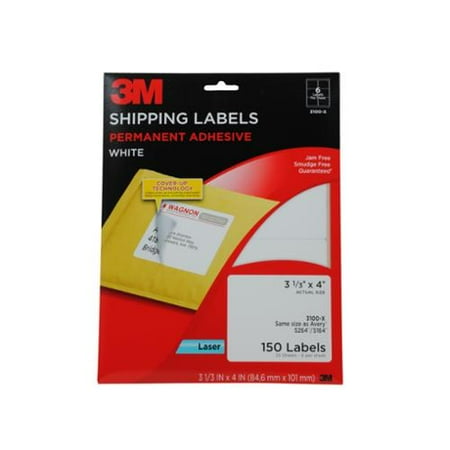 3m Permanent Adhesive Shipping Labels 3 33 X 4 Inches Laser White 150 Per Pack 3100 X 3m Label Template