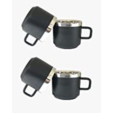 

SynSpiritStore Stainless Steel Black Matte Tea Cups- Set of 4 Capacity- 100 ml