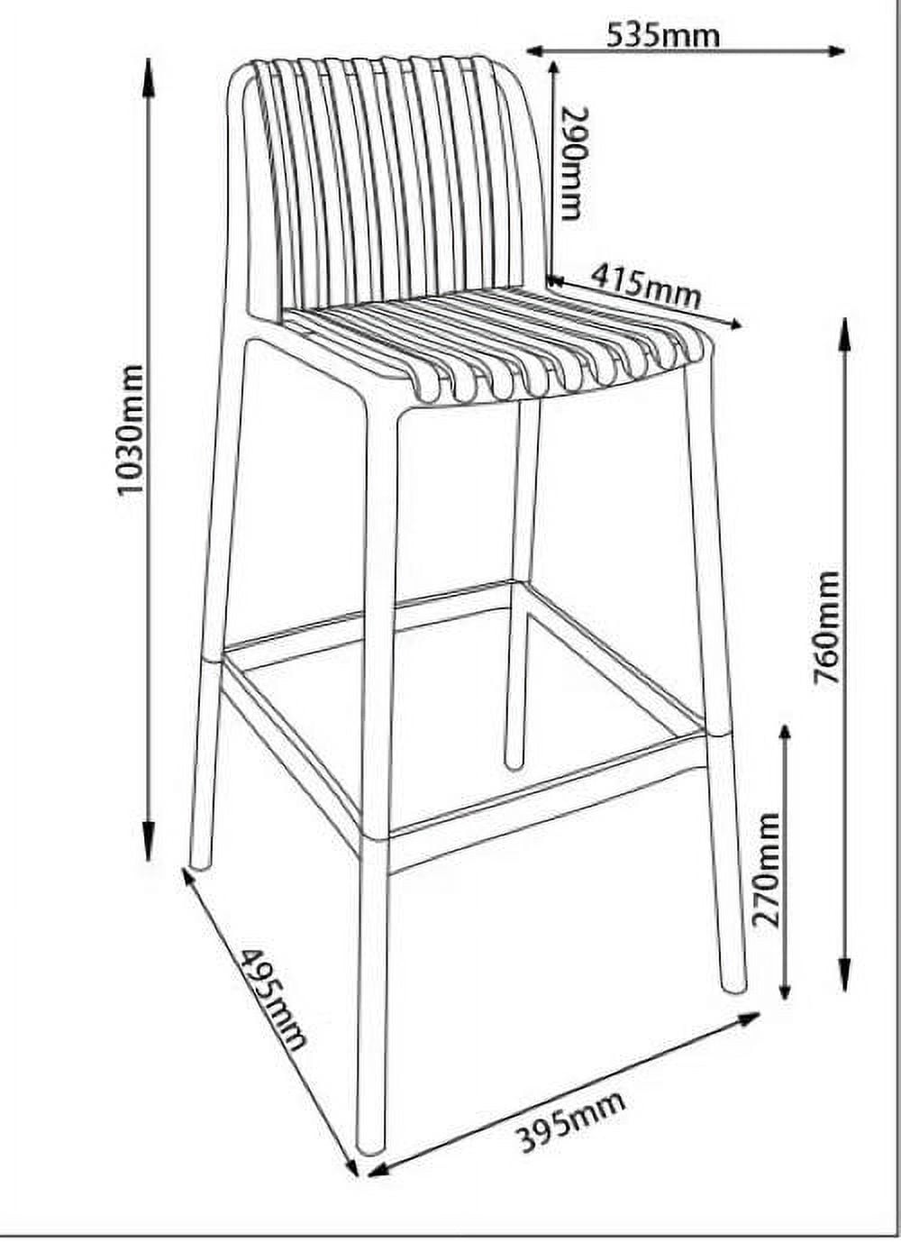 Summer bar chair with arm and stripe Black (4 chairs)
