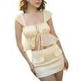 thumbnail image 4 of Lucakuins - Conjunto de falda corta para mujer, camisola con lazo y minifalda ajustada, traje de verano para fiesta y club Lucakuins  moda, 4 of 6