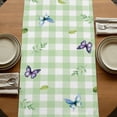 thumbnail image 5 of Table Runners 72 Inches Long Dress Scarves, Blue Purple Gnomes Farmhouse Kitchen Table Runner, Coffee Tablerunners, Spring Hydrangea Flower Leaf Green Plaid 14x72 Inch, 5 of 9