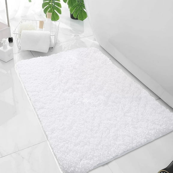Luxury Bathroom Rugs Non Slip, Large White Bath Rugs for Bathroom Decor, Water Absorbent and Thick Shower Floor Mats, Machine Washable Bath Mat Runner