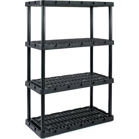 

4 Shelf Fixed Height Ventilated Heavy Duty Storage Unit 18 x 36 x 54.5 Organizer System for Home Garage Basement Laundry Black