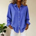 thumbnail image 4 of ClodeEU Women's Striped Long Sleeve Collar Button Shirt ,Casual Loose Blouse Blue,Womens Plus L, 4 of 5