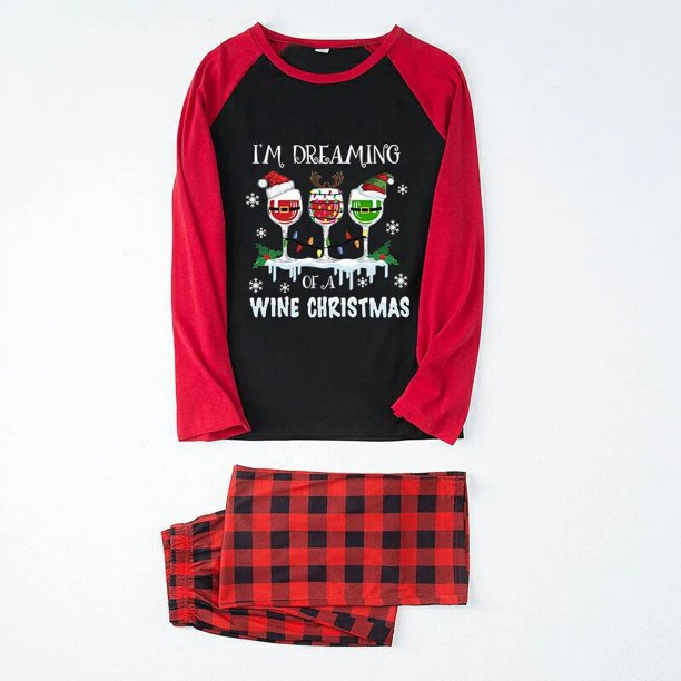 Pijama navideño A juego para mujer, I am Dreaming of A Wine, conjunto de pijamas grises para mujer