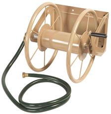 Liberty Garden LBG7031 200' of 5/8" Hose Multi Purpose Steel Garden Storage Reel for Backyard, Garden, or Home, Beige