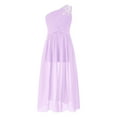 thumbnail image 2 of YONGHS Flower Girls One Shoulder Beaded Chiffon Bridesmaid Romper Dress Wedding Prom Party Gown Lavender 6, 2 of 6