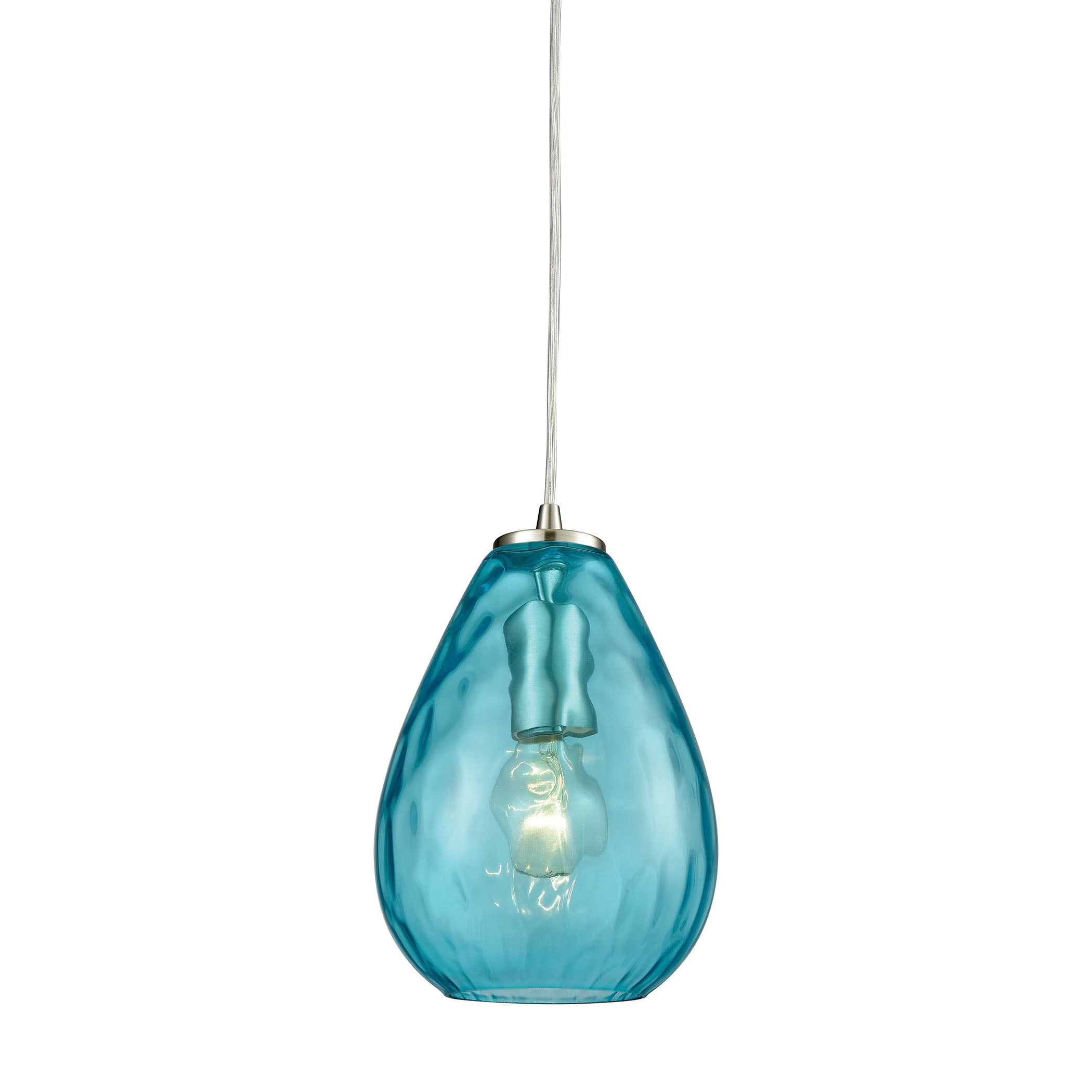 Satin Nickel Mini Pendant with Aqua Water Glass Ghana Ubuy