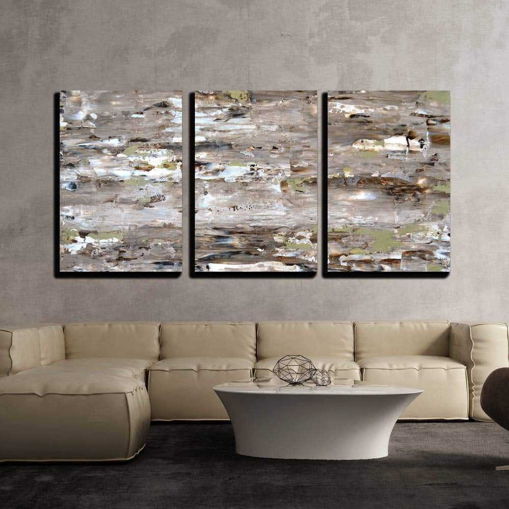 wall26 - 3 Piece Canvas Wall Art - Brown and Green Abstract Art