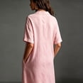 thumbnail image 4 of Morttic Women's Solid Color Lapel Collar Half Button Maxi Shirt Dress – Short Sleeve Side Pockets Summer Beach & Daily Wear Pink，S, 4 of 6