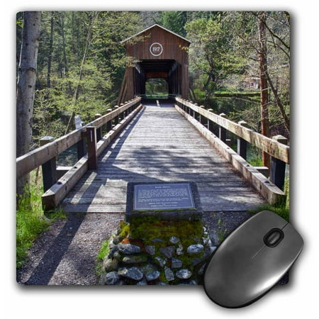 3dRose OR, McKee Covered Bridge, Applegate River - US38 JWI0424 - Jamie and Judy Wild, Mouse Pad, 8 by 8 inches