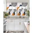 thumbnail image 4 of Boho Geometric Swag Curtains for Living Room/Bedroom Windows, Modern Middle Century Abstract Striped Kitchen Curtains and Valances Set 36 Inch Length, Light Filtering Swags Valance Curtain Panels, 4 of 5
