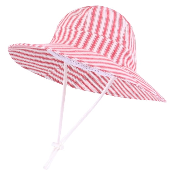 PInxai Sun Hats for Boys Girls Summer Striped Thin Sun Protection Sunshade Beach Caps Breathable Cute Outdoor Use,Red,2-4Y