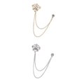 thumbnail image 1 of 2x de Rhienstone para Hombre con Cadena en Capas Borla Pin de Solapa Broche Ramillete, 1 of 9
