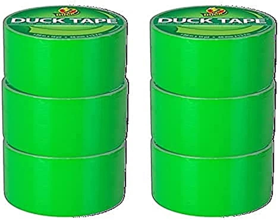 Duck Brand 1265018_C Duck Color Duct Tape, 6Roll, Neon Lime Green, 6